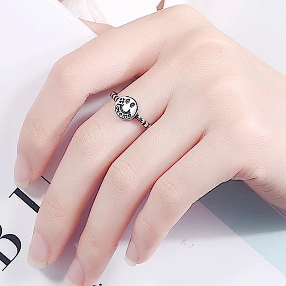 STERLING SILVER HAPPY FACE RING - Picture 4 of 6
